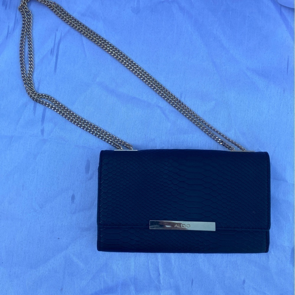Aldo Clench Purse Black Snakeskin - Picture 14 of 15